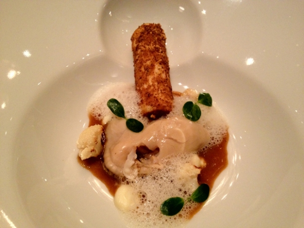 oyster with pumpernickel and cauliflower at anna sacher