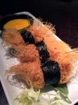 fried whisker black cod rolls at plum valley