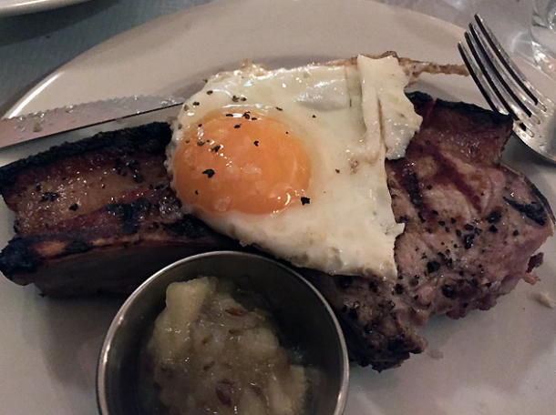 pork chop and fried egg pic at hill and szrok pub