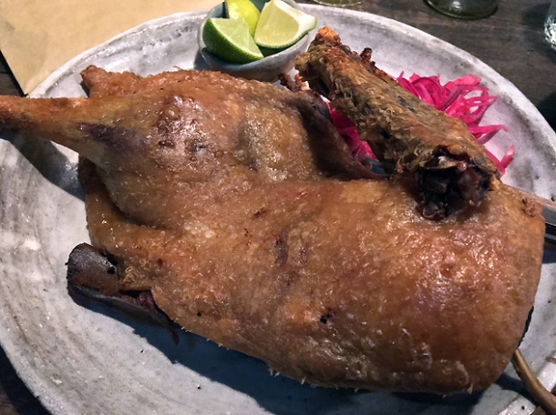 roast duck at breddos tacos soho