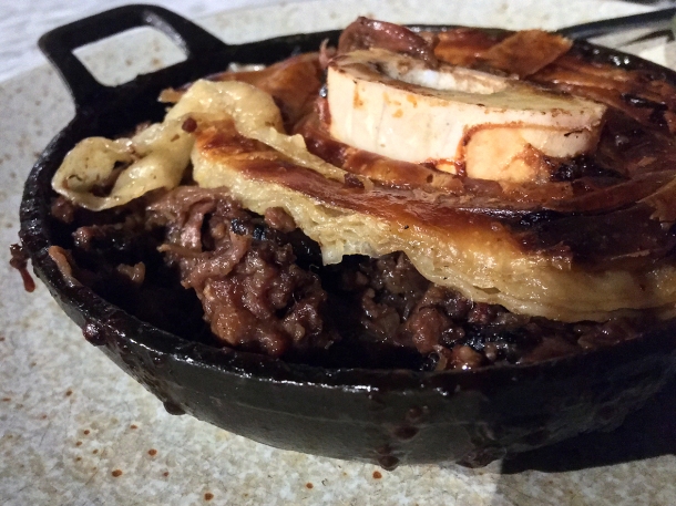 illustrative photo of the beef and bone marrow pie at Darby's
